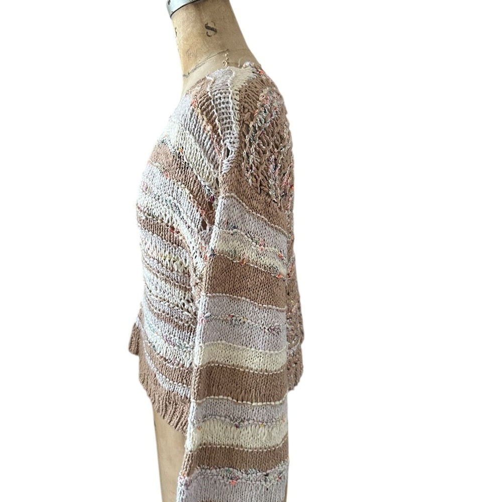 Free People Lake Life Pullover Open Knit Cropped Sweater in Sunset Sand Size XS - Picture 8 of 11
